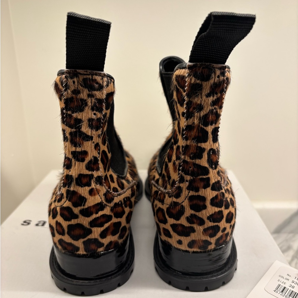 Sacai Brown and Black Animal Print Chelsea Boots - Picture 5 of 6